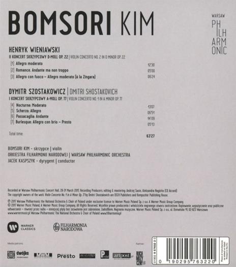 Wieniawski & Shostakovich - CD Audio di Dmitri Shostakovich,Henryk Wieniawski,Orchestra Filarmonica Nazionale di Varsavia,Kim Bomsori - 2