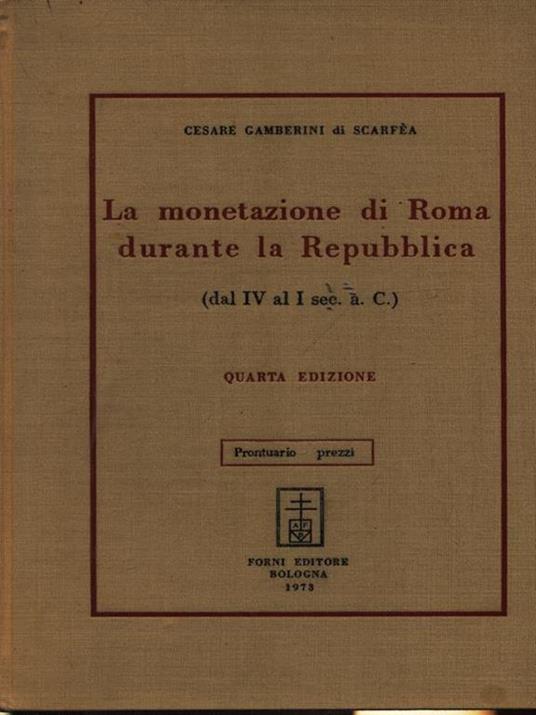 La monetazione di Roma durante la Repubblica - copertina