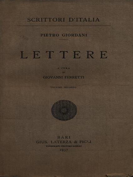 Lettere - Pietro Giordani - copertina