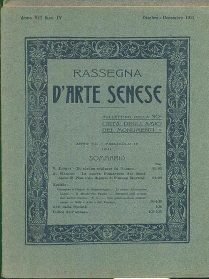 Rassegna d'arte senese 1911 3 fascicoli - copertina