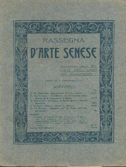 Rassegna d'arte senese 1910 3 fascicoli - copertina