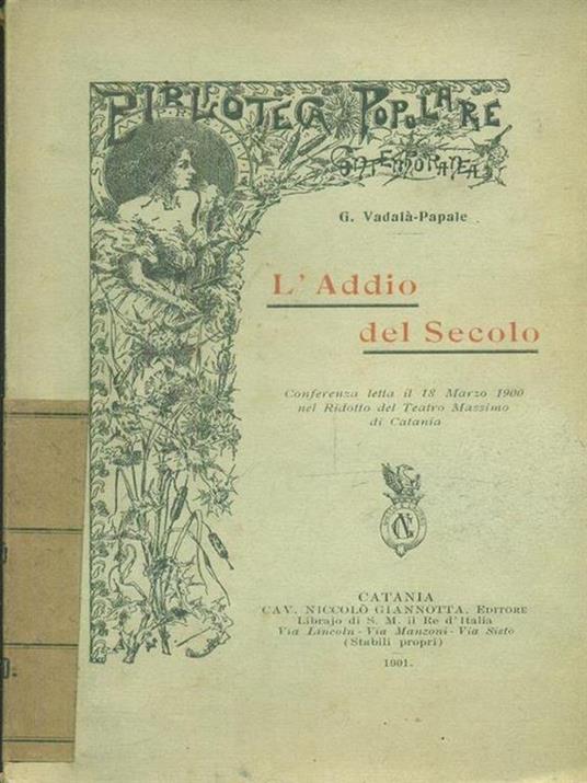 L' addio del secolo - G. Vadalà-Papale - copertina