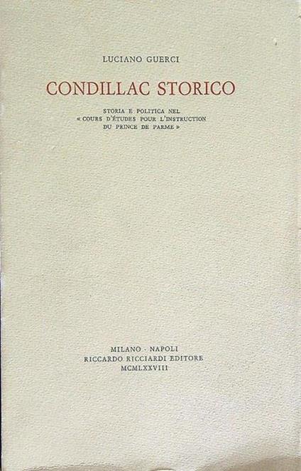 Condillac storico - Luciano Guerci - copertina