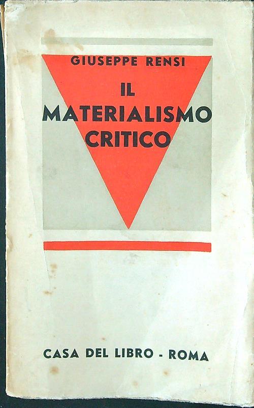 Il materialismo critico - Giuseppe Rensi - copertina