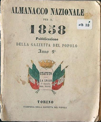 Almanacco nazionale per il 1858 - copertina