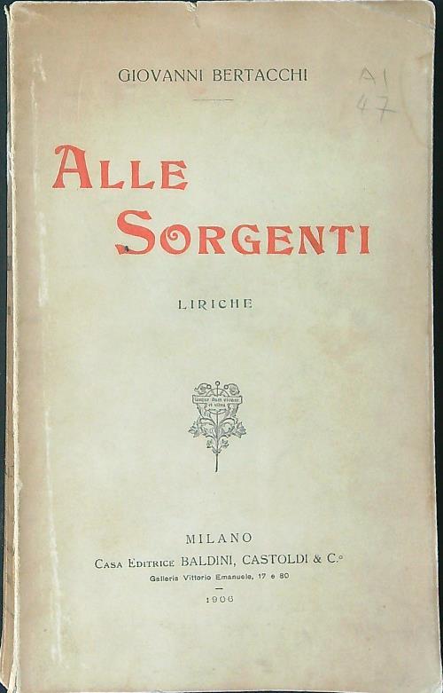 Alle sorgenti - Giovanni Bertacchi - copertina