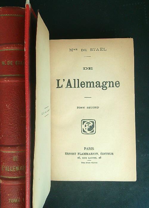 De l'Allemagne 2 vv - M. De Stael - copertina