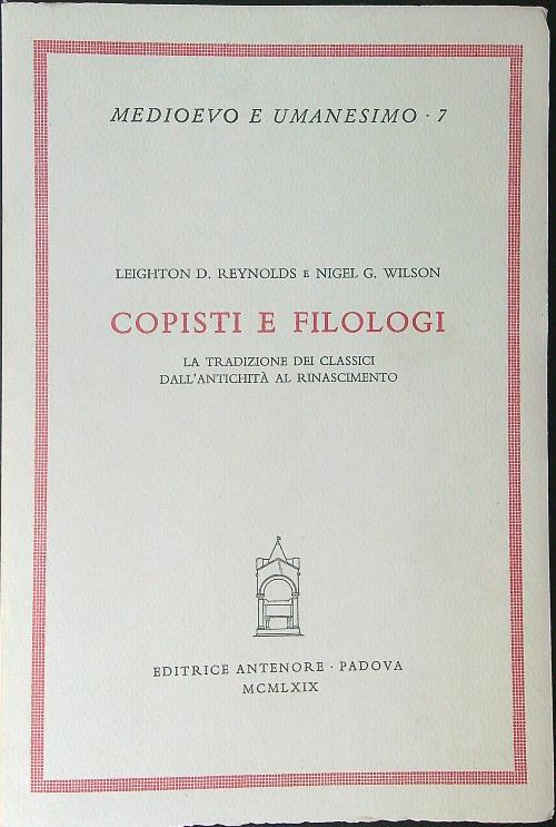 Copisti e filologi - copertina