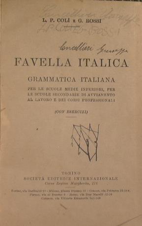 Favella italiaca. Grammatica italiana - copertina