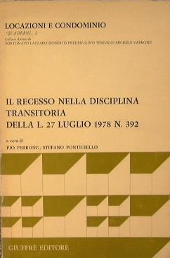 Il recesso nella disciplina transitoria della L. 27 luglio 1978 N. 392 - copertina
