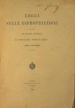 Leggi sulle espropriazioni. Per causa di utilità pubblica - copertina