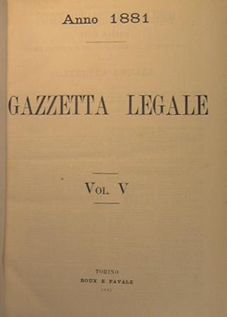 Gazzetta Legale Volume V - copertina
