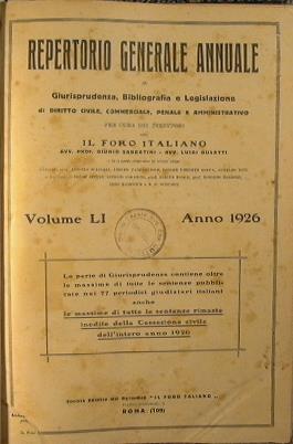 Repertorio generale annuale di giurisprudenza, bibliografia e legislazione di diritto civile, commerciale, penale e amministrativo - copertina