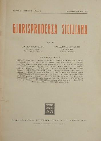 Giurisprudenza siciliana. Anno X, serie II, Fasc. II. Marzo-Aprile 1957 - copertina