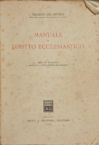 Manuale di diritto ecclesiastico - Vincenzo Del Giudice - copertina