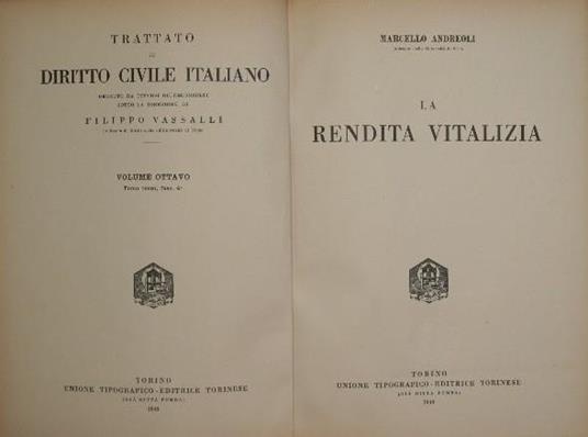 La rendita vitalizia - Marcello Andreoli - copertina