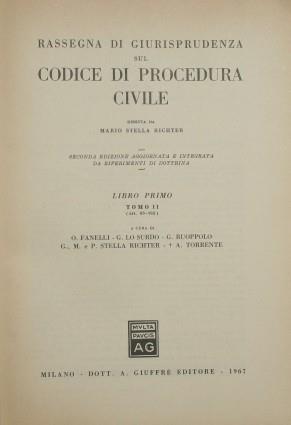 Rassegna di Giurisprudenza sul Codice di Procedura Civile. Libro I, tomo II (art. 69-162) - copertina