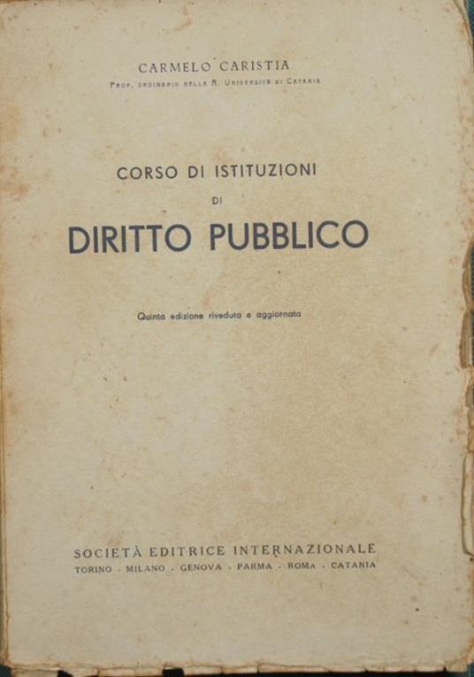 Corso di istituzioni di diritto pubblico - Carmelo Caristia - copertina