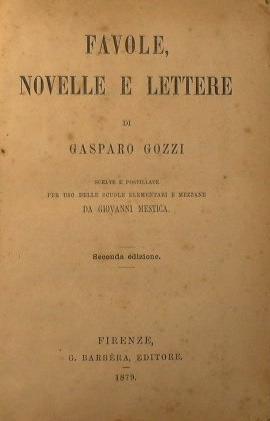 Favole, novelle e lettere - Gasparo Gozzi - copertina