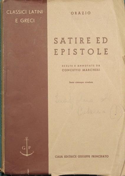 Satire ed epistole - Q. Flacco Orazio - copertina