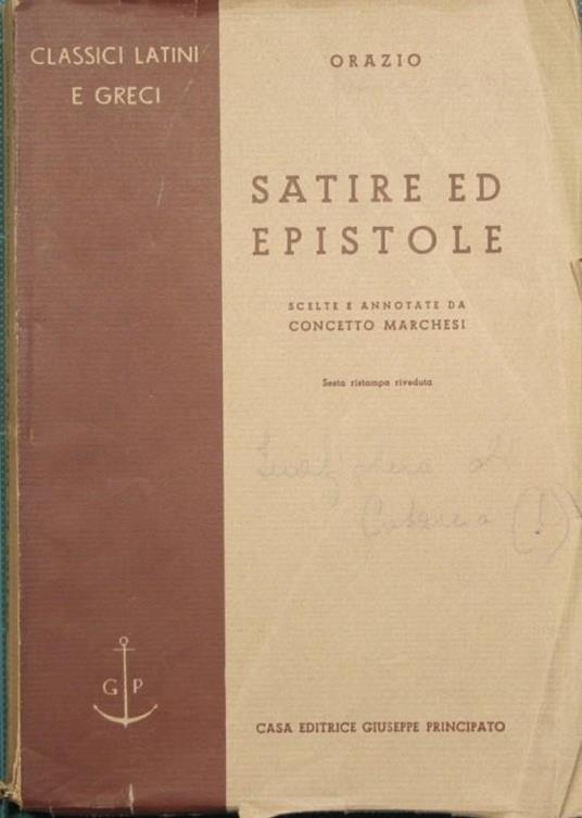Satire ed epistole - Q. Flacco Orazio - copertina