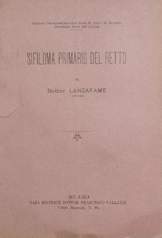 Sifiloma primario del retto - Lanzafame - copertina