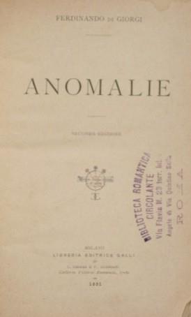 Anomalie - Ferdinando Di Giorgi - copertina
