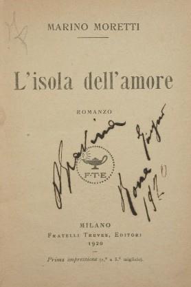 L' isola dell'amore. Romanzo - Marino Moretti - copertina