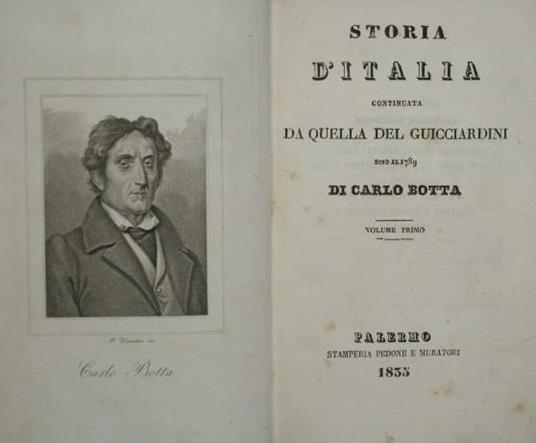 Storia d'Italia continuata da quella del Guicciardini sino al 1789. Vol. I - Carlo Botta - copertina