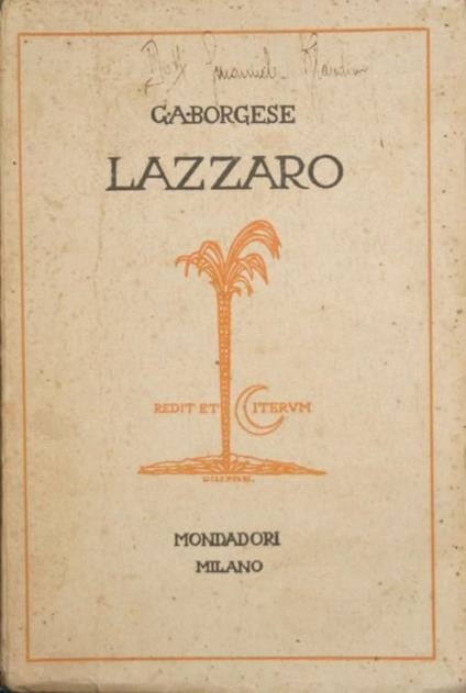 Lazzaro. Un prologo e tre atti - Giuseppe A. Borgese - copertina
