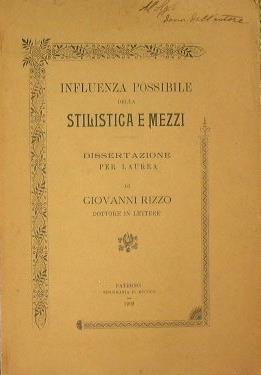 Influenza possibile della stilistica e mezzi - Giovanni Rizzo - copertina