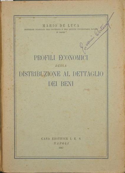 Profili economici della distribuzione al dettaglio dei beni - Mario De Luca - copertina