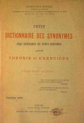 Petit Dictionnaire des Synonymes. Theorie et exercices - copertina