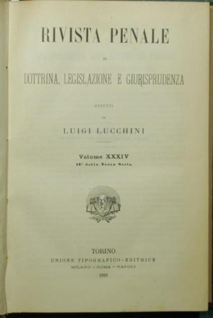 Rivista penale di dottrina, legislazione e giurisprudenza. Vol. XXXIV - copertina
