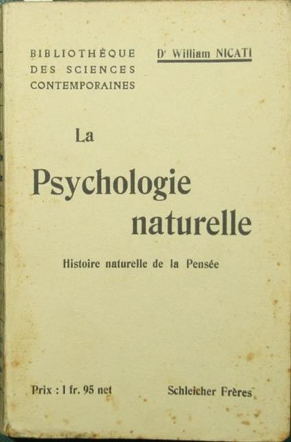 La sychologie naturelle - W. Nicati - copertina