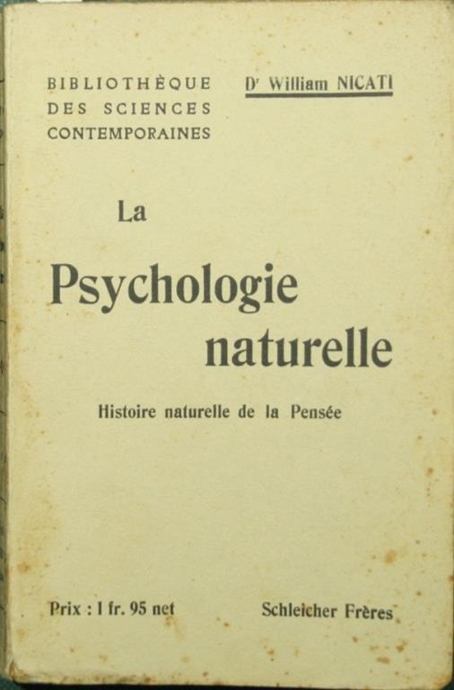 La sychologie naturelle - W. Nicati - copertina