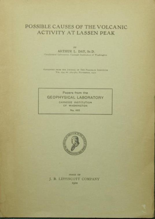 Possible causes of the volcanic activity at lassen peak - Arthur L. Day - copertina
