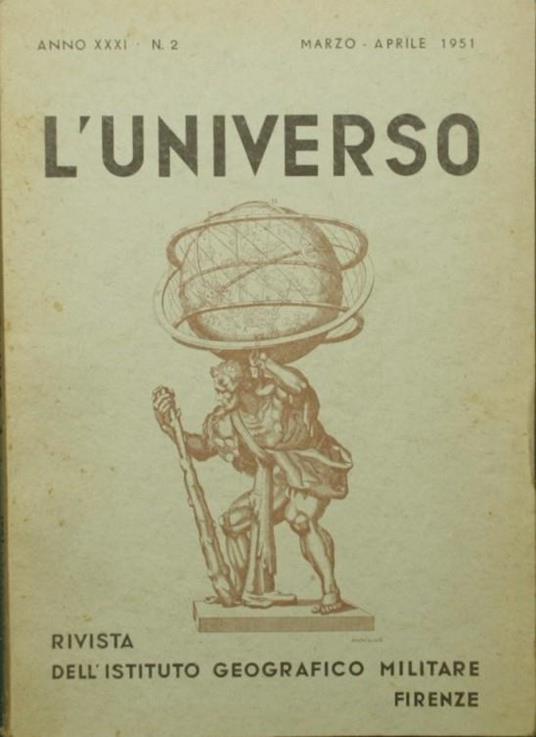 universo. Marzo-Aprile 1951. Rivista mensile dell'Istituto Geografico Militare L' - copertina