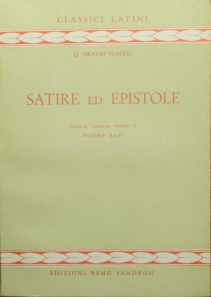 Satire ed epistole - Q. Flacco Orazio - copertina