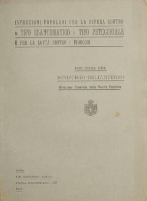 Istruzioni popolari per la difesa contro il tifo esantematico o tifo petecchiale e per la lotta contro i pidocchi - copertina