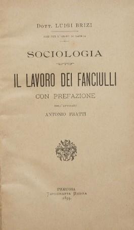 Sociologia - Il lavoro dei fanciulli - Luigi Brizi - copertina