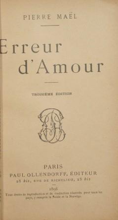 Erreur d'amour - Pierre Maël - copertina