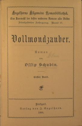 Vollmondsauber - Ossip Schubin - copertina