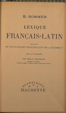 Lexique Francais - Latin - Edouard Sommer - copertina