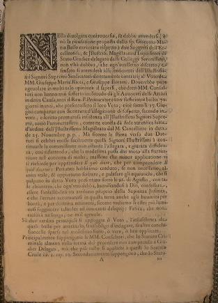 Controversia tra : FP Giacomo maria Baffo (criminale e carcerato) e Giuseppe Maria Ricci e Giuseppe Bottini (due giudici magistrati) - copertina