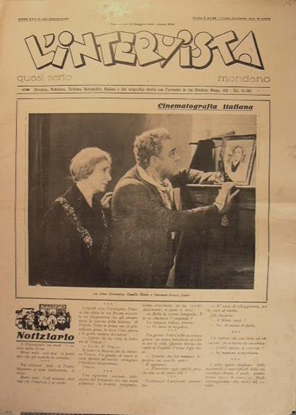 Settimanale l'intervista. anno XVII n. 20. domenica 19 maggio 1935 anno XIII - copertina