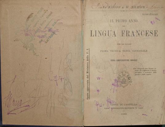 Il primo anno di lingua francese Dialogues modernes à l'usage des jeunes filles - D. Ricci - copertina