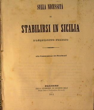 Sulla necessità di stabilirsi in Sicilia. L'acquidotto forzoso - copertina