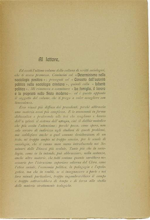 La Famiglia, il Lavoro e la Proprietà Nello Stato Moderno. Corso di Sociologia ad Uso dei Circoli di Studio e delle Scuole - Giovanni Rossignoli - 2