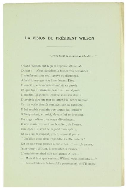 La Vision du President Wilson - Charles Moravia - copertina
